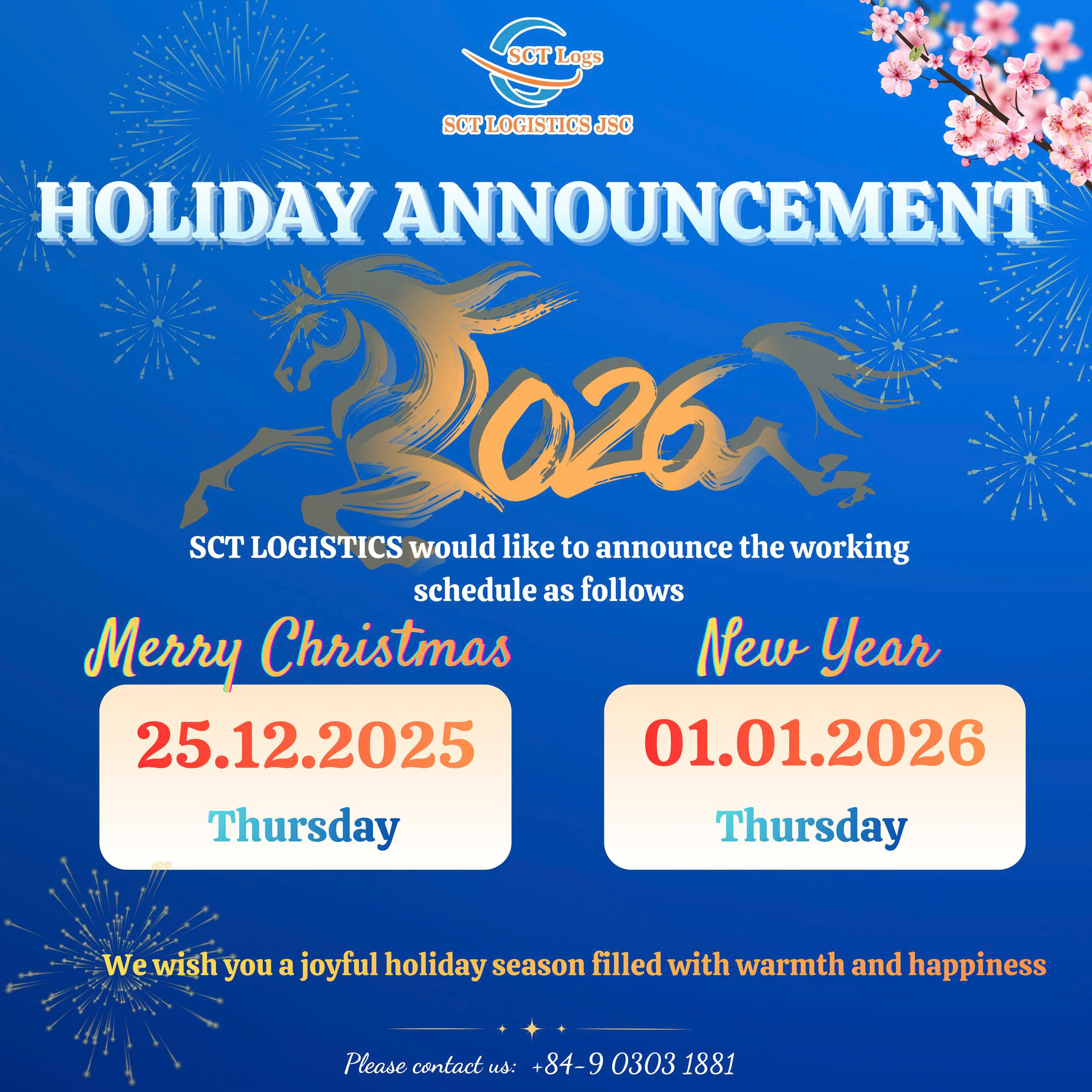 ANNOUNCEMENT OF MERRY CHRISTMAS AND HAPPY NEW YEAR 2026